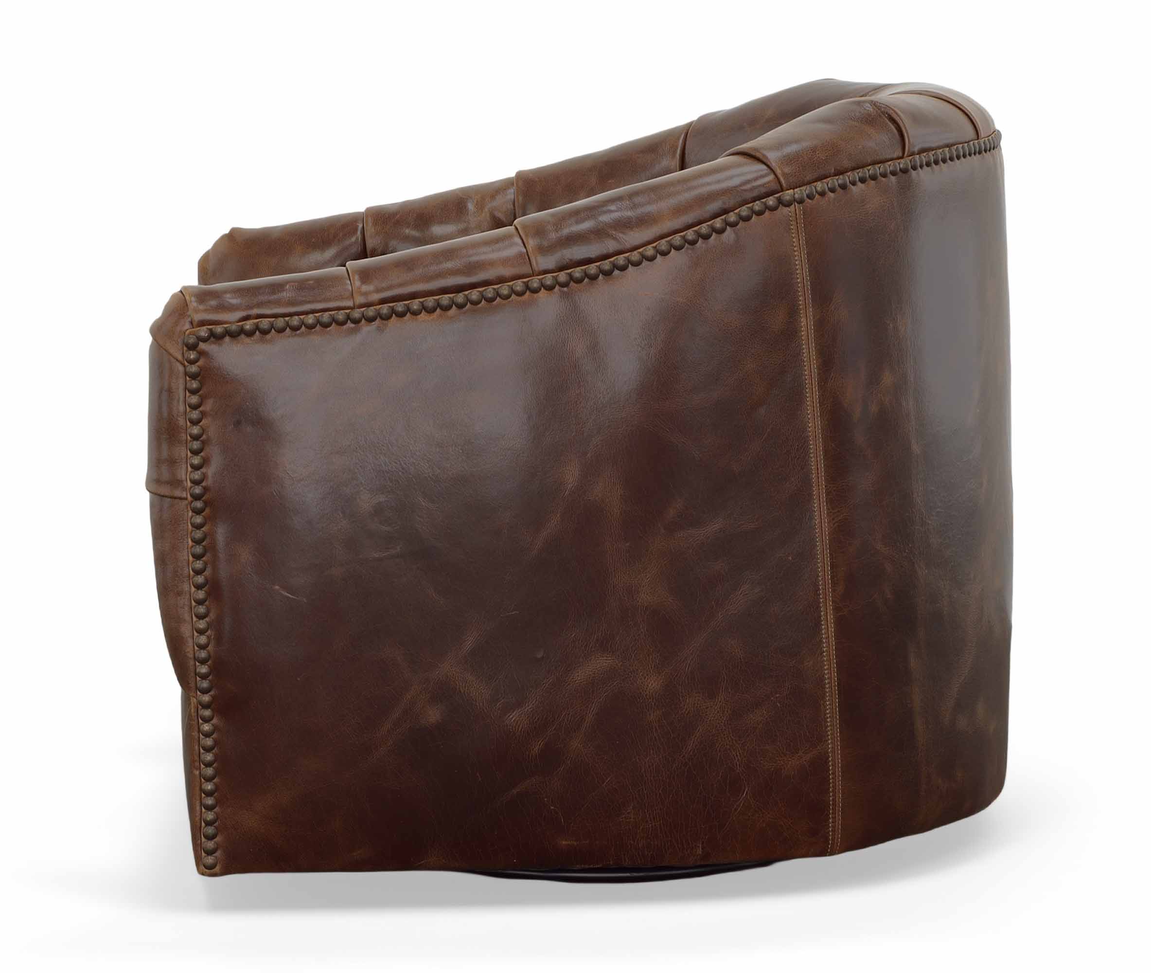 Peacock Leather Swivel Chair - Image 9