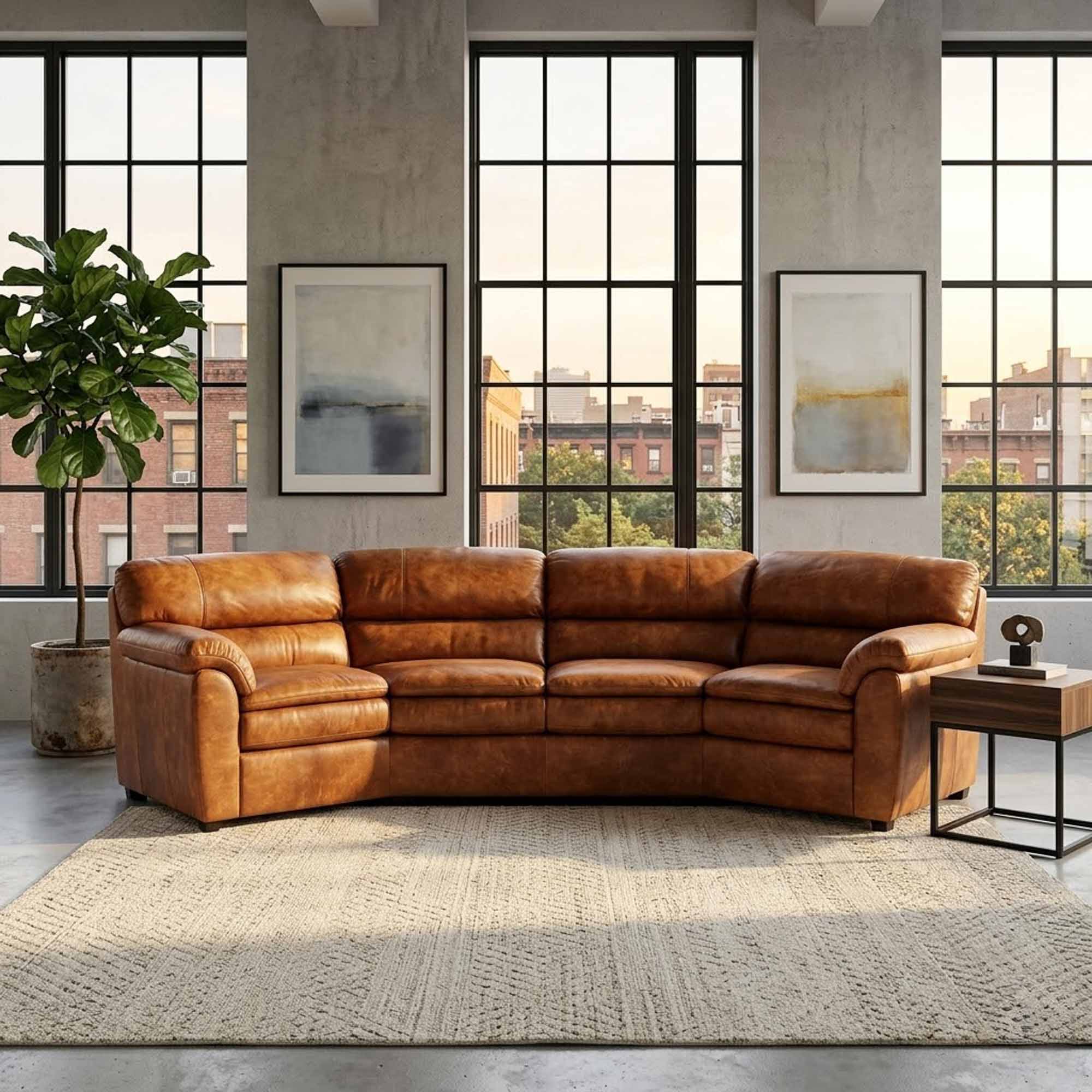 Phoenix Leather Four Cushion Conversation Sofa - Image 2