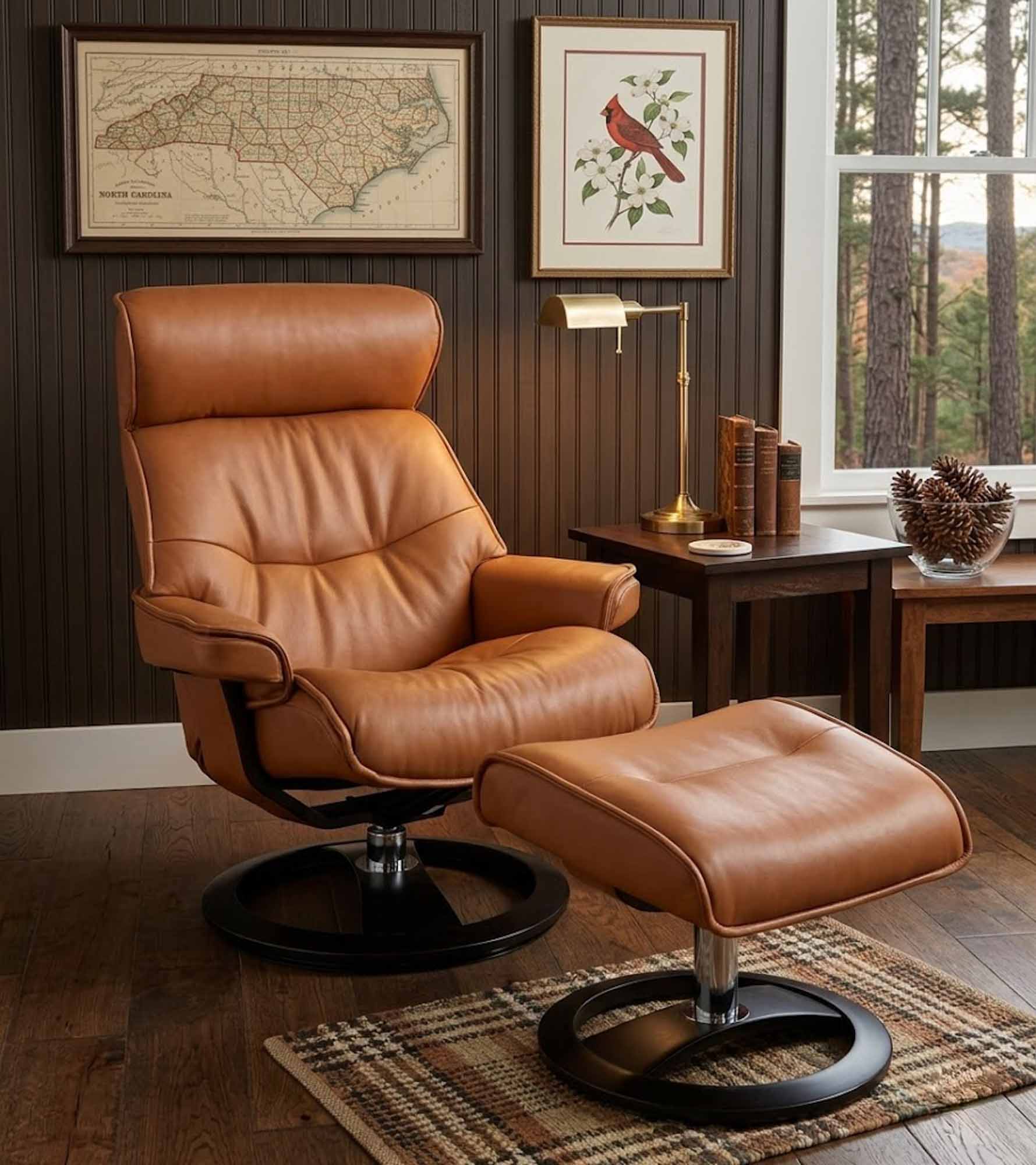 Pismo Beach Leather Chair and Ottoman - Image 3