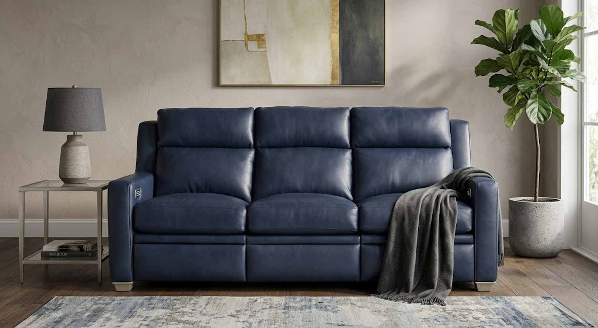 Raymond Leather Power Reclining Sofa With Articulating Headrest - Image 11