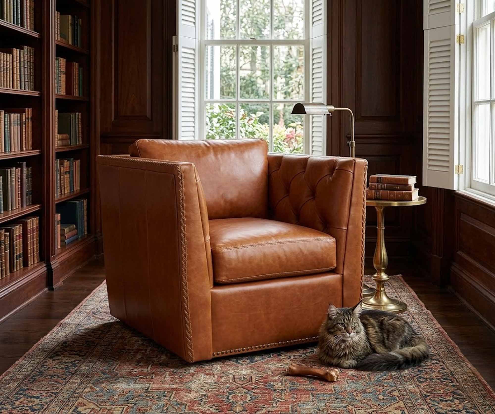 Remy Leather Swivel Chair - Image 3