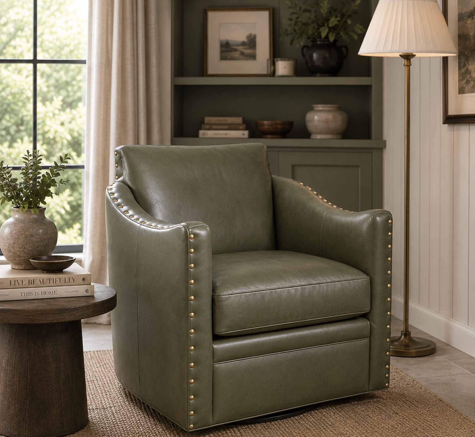 Rilan Leather Swivel Chair - Image 5