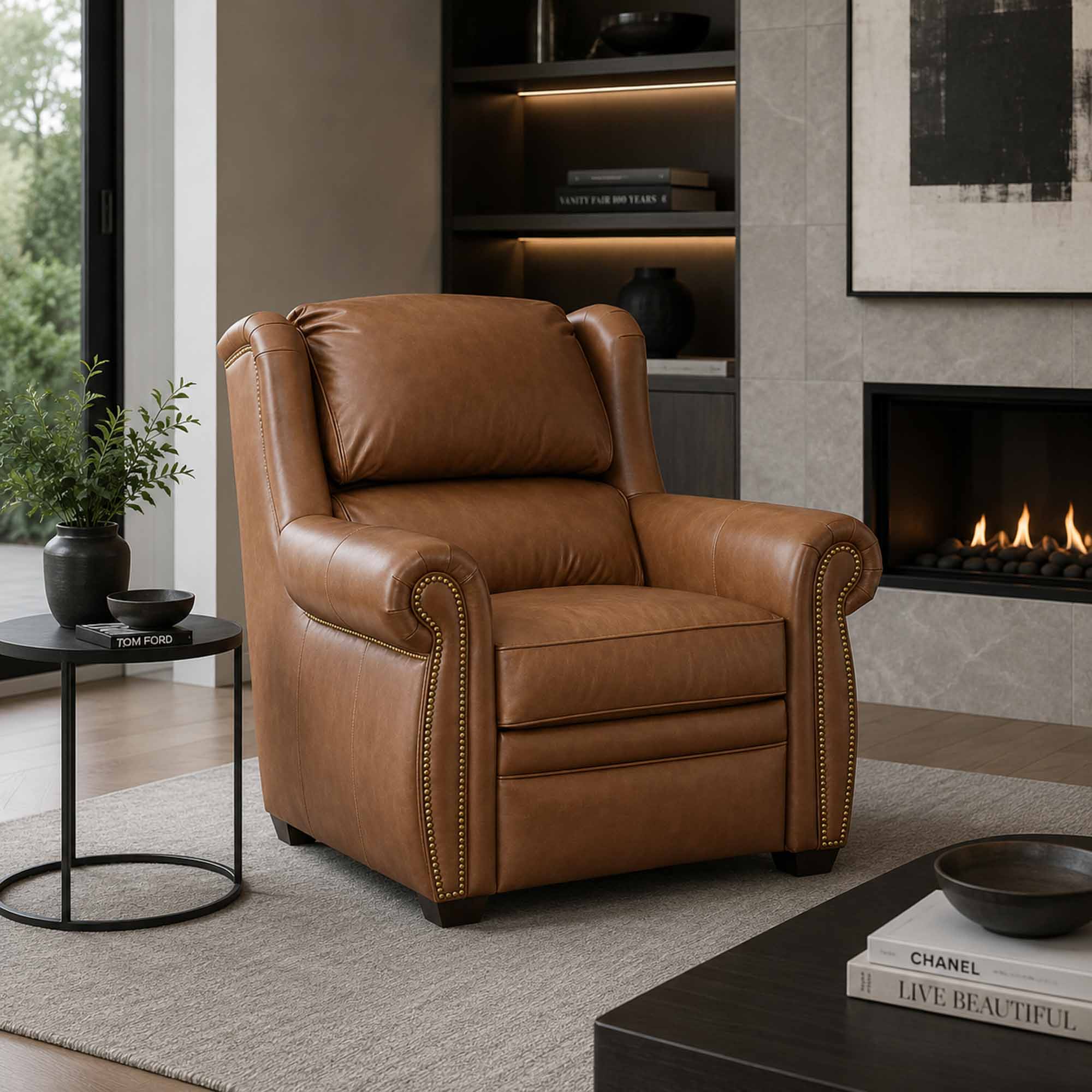 Royce Leather Power Recliner With Articulating Headrest - Image 2