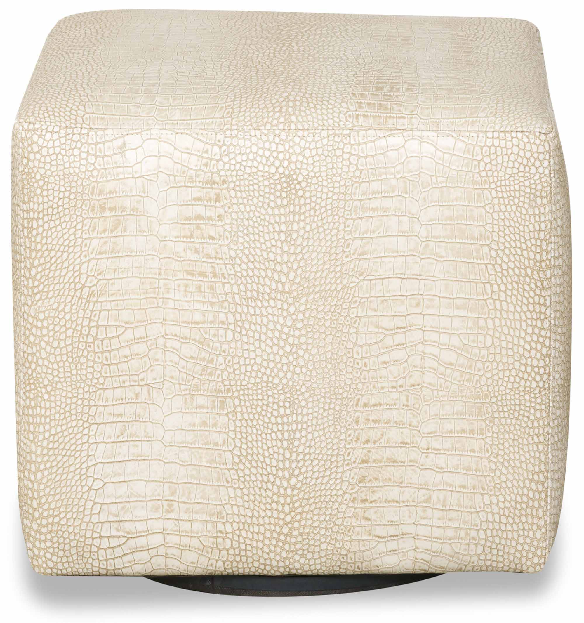 Ruthie Leather Cube Ottoman With Swivel - Image 2