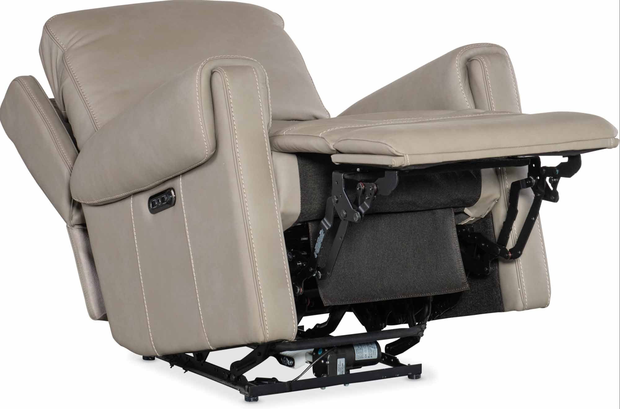 Somers Leather Power Recliner With Articulating Headrest In Grey - Image 4