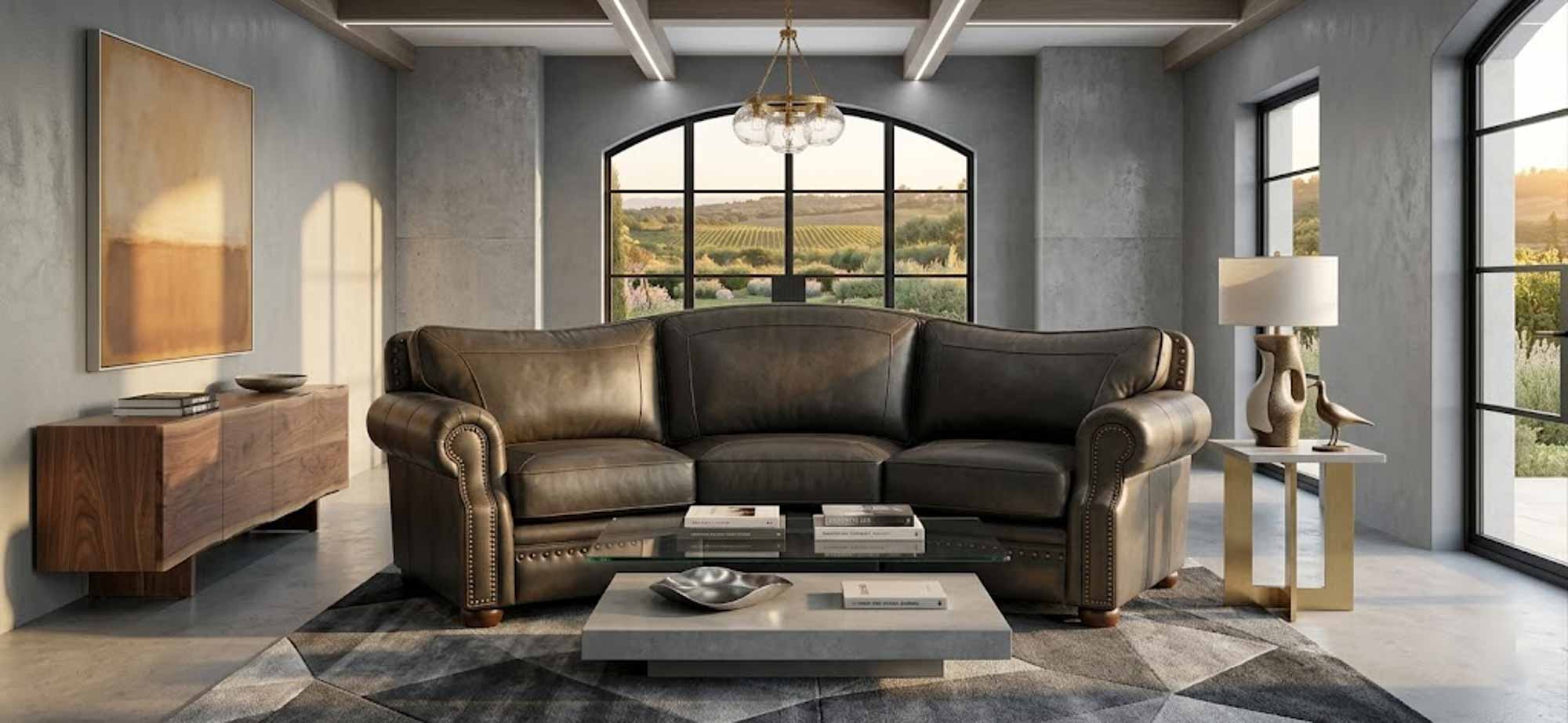 Tucson Leather Conversation Sofa - Image 5