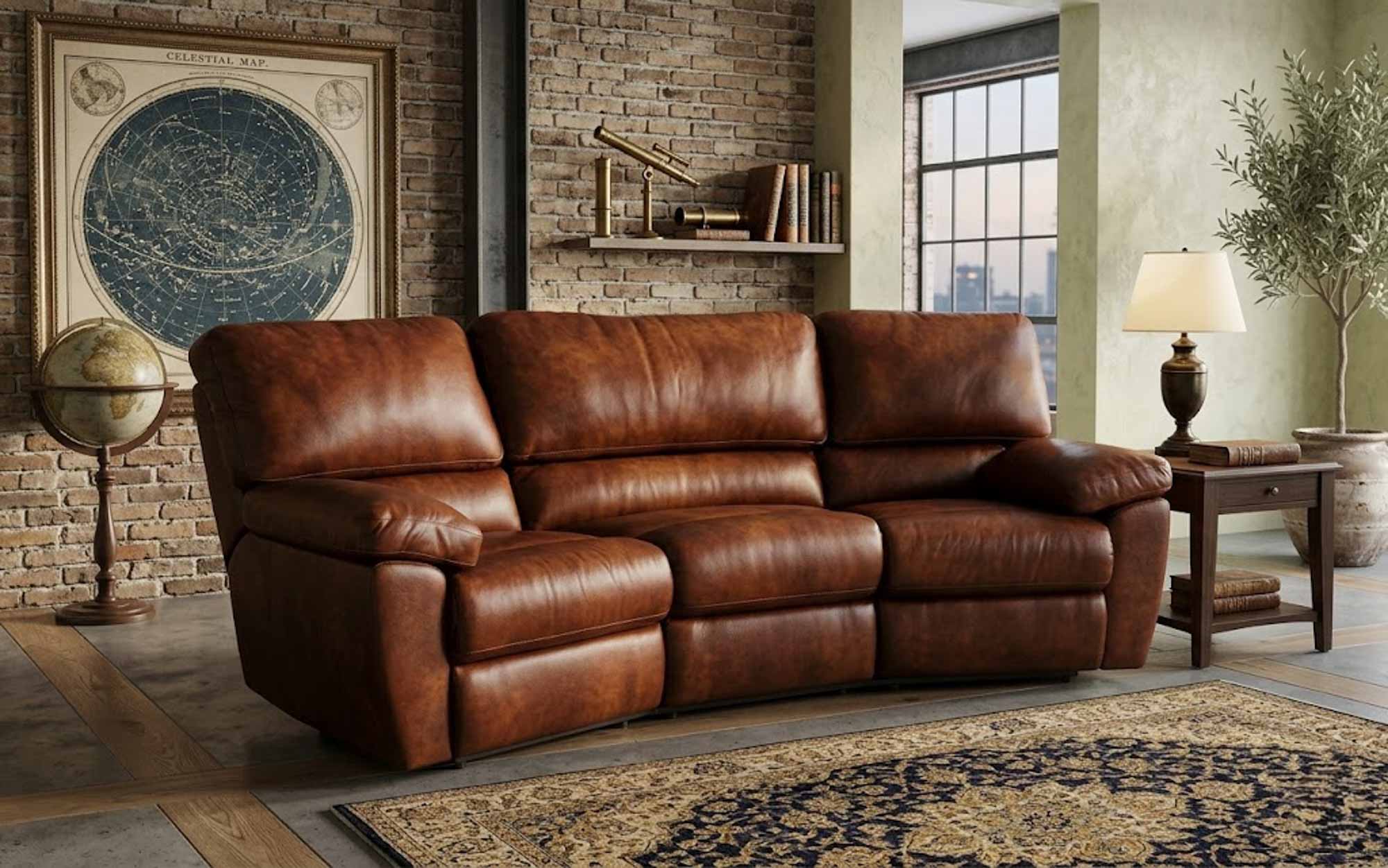 Vermont Leather Reclining Conversation Sofa - Image 2