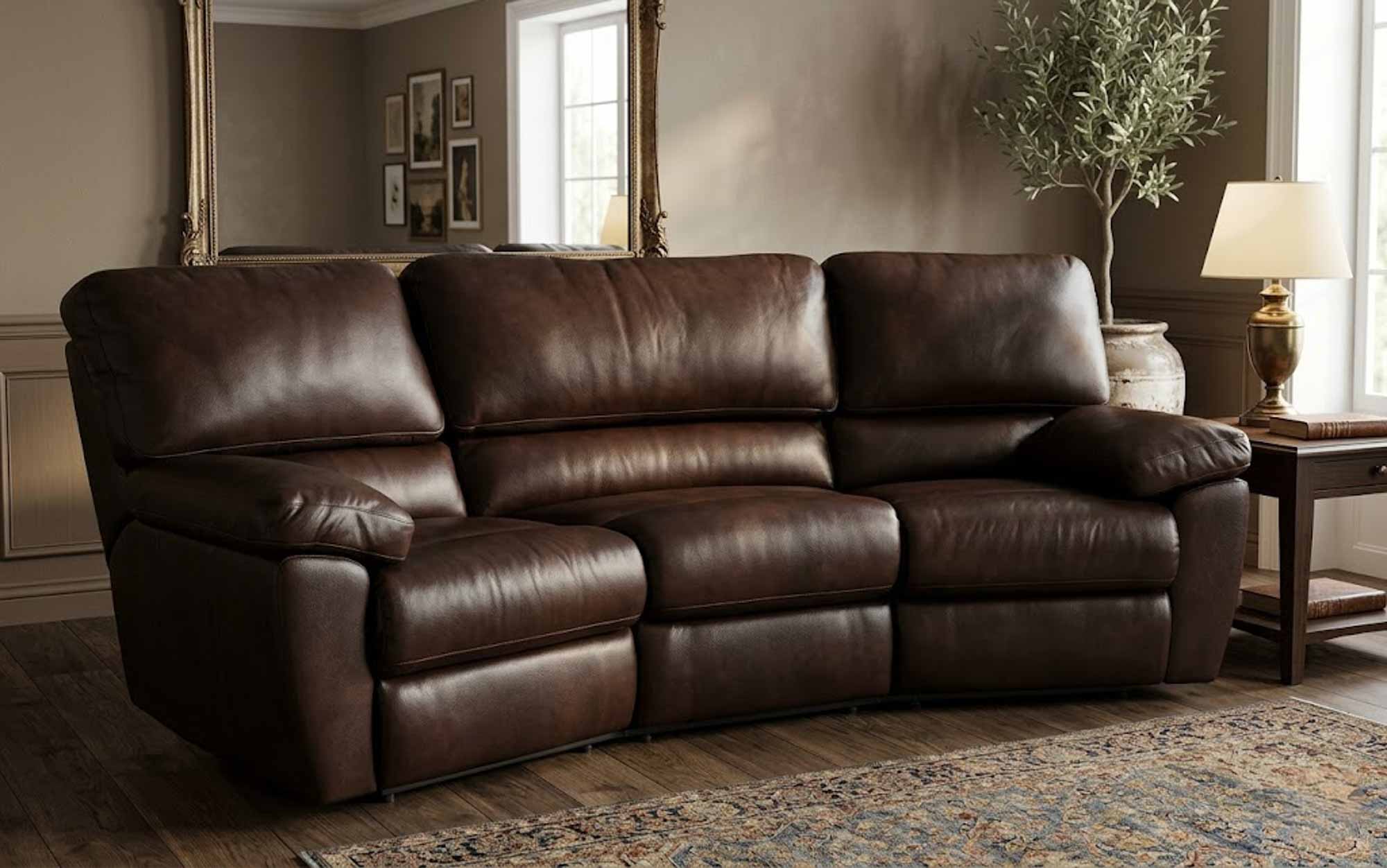 Vermont Leather Reclining Conversation Sofa - Image 3