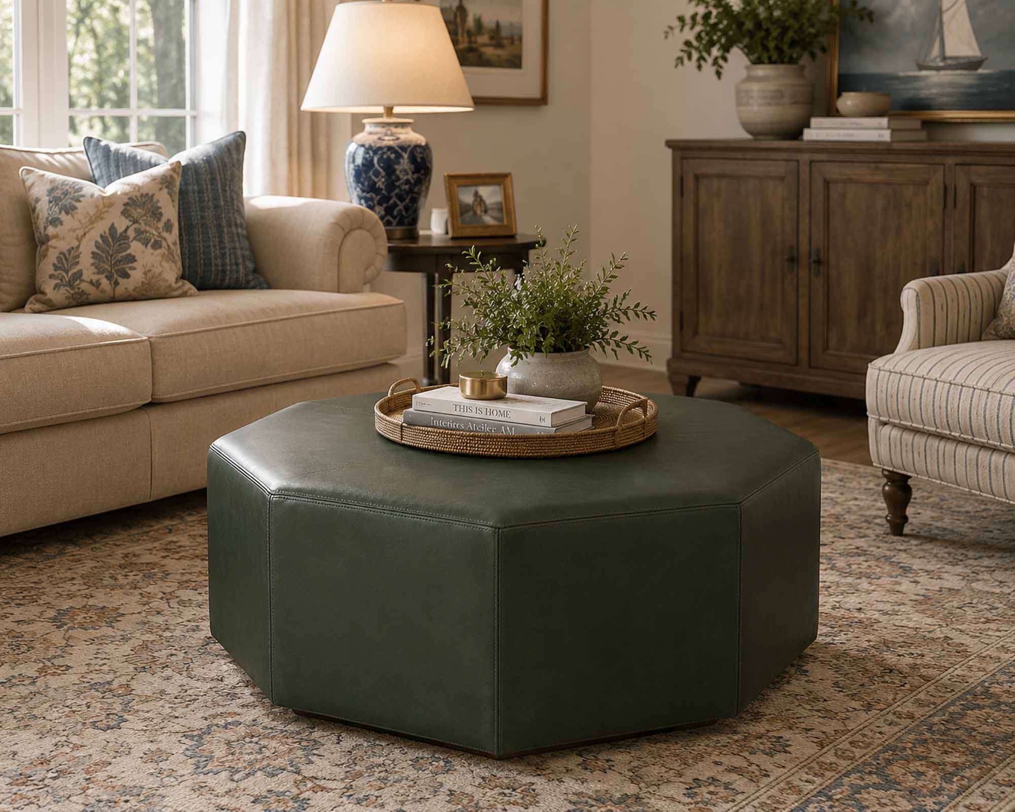 Witherspoon Leather Ottoman - Image 3