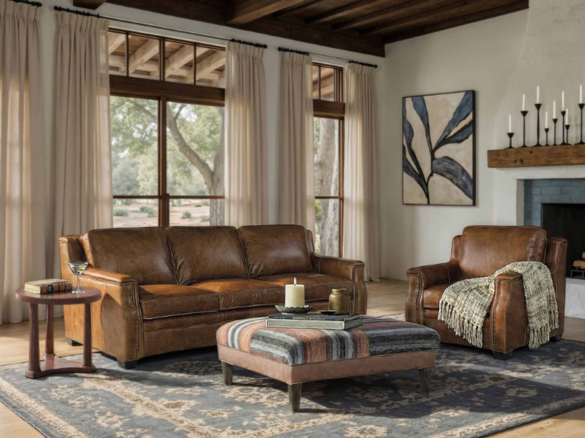 Yates Leather Conversational Sofa - Image 2